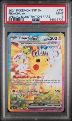 2024 Pokemon TCG Surging Sparks SIR Pikachu EX 238/191 MINT PSA 9 - Image 1