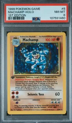 1999 POKEMON GAME BASE SET 1ST EDITION #8 MACHAMP HOLO PSA 8 - Image 1