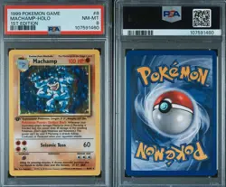 1999 POKEMON GAME BASE SET 1ST EDITION #8 MACHAMP HOLO PSA 8 - Image 3