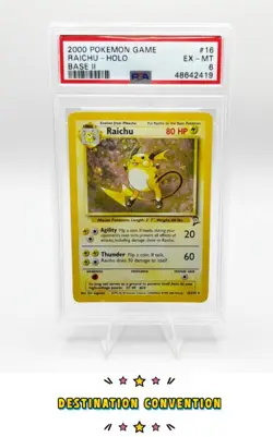 2000 POKEMON BASE 2 #16 RAICHU HOLO PSA 6 - Image 1