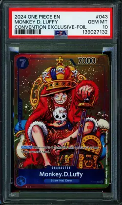 Monkey D Luffy - P-043 - PSA 10 - Convention Foil - English - One Piece - 139 - Image 1