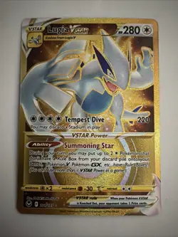 Pokemon TCG SWSH Silver Tempest Lugia VSTAR Card 211/195 Gold Secret Rare - Image 1