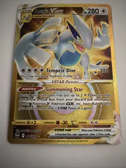 Pokemon TCG SWSH Silver Tempest Lugia VSTAR Card 211/195 Gold Secret Rare - Image 2