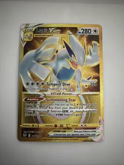 Pokemon TCG SWSH Silver Tempest Lugia VSTAR Card 211/195 Gold Secret Rare - Image 3