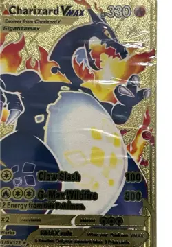 Pokemon Charizard VMAX Gold Metal Card Collectible Gift Display - Image 3