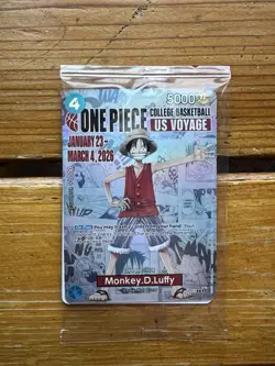 One Piece College Basketball US Voyage Monkey D. Luffy Card Sealed *Mint - Image 1