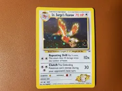 Lt Surges Fearow Holo 7/132 Gym Heroes Pokemon Card Rare Unlimited LP MP SWIRL - Image 1