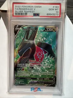 2022 Pokemon SWSH Silver Tempest #183 Full Art Regidrago V PSA 10 Card GEM MINT! - Image 1
