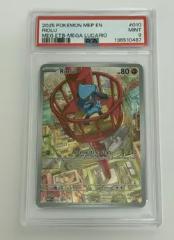 Pokemon Center 2025 Mega Evolution #010 Riolu Promo Card Psa 9 - Image 1
