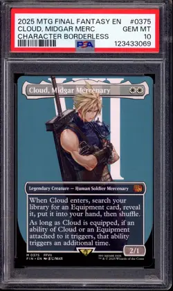 2025 MTG Final Fantasy Character Borderless Cloud, Midgar Mercenary #0375 PSA 10 - Image 1