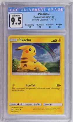2017 Pokemon Sun & Moon Shining Legends Pikachu #28/73 CGC 9.5 - Image 1