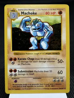 Machoke 34/102 - Shadowless - Base Set Pokemon Card NM - Image 1