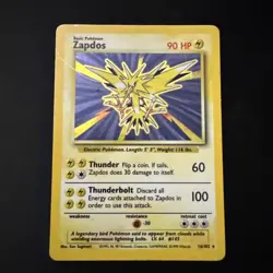 Pokemon Zapdos Holo Rare Shadowless Base Set 16/102 - Image 1