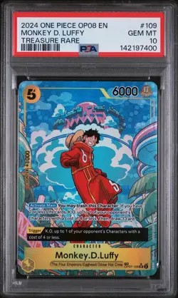 2024 ONE PIECE OP08 #109 TWO LEGENDS MONKEY D LUFFY TREASURE RARE PSA 10 GEM MNT - Image 1