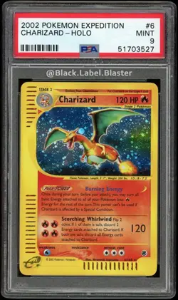 2002 Pokemon Expedition Charizard Holo Card #6 - PSA 9 - Image 1