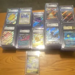 Pokemon TCG Graded Card Lot Pikachu V Charizard V Holo English Mixed - Image 1