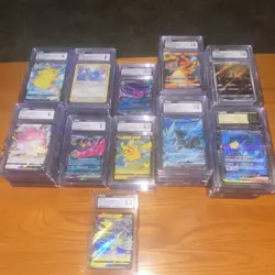 Pokemon TCG Graded Card Lot Pikachu V Charizard V Holo English Mixed - Image 2