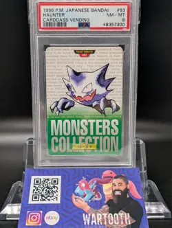 PSA 8 Haunter #93 Carddass Vending Bandai 1996 Japanese Pokemon Card Green - Image 1
