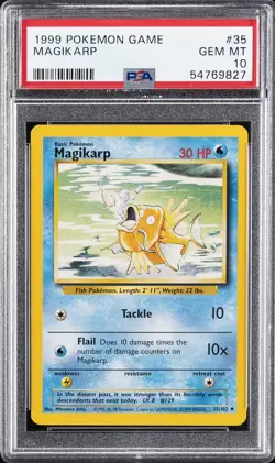 1999 POKEMON BASE SET UNLIMITED #35 MAGIKARP PSA 10 - Image 1