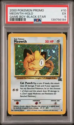 2000 POKEMON PROMO BLACK STAR 10 MEOWTH-HOLO GAME BOY - PSA 5 - 79a - Image 1