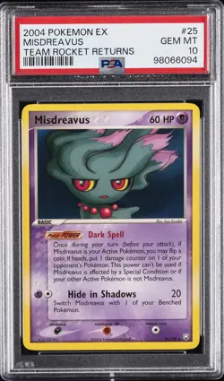 2004 POKEMON EX TEAM ROCKET RETURNS #25 MISDREAVUS PSA 10 - Image 1