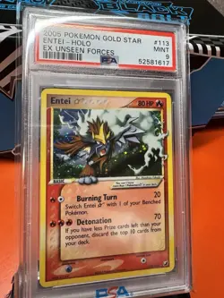Pokemon Entei 113/115 EX Unseen Forces Gold Star 2005 PSA 9 - Image 1