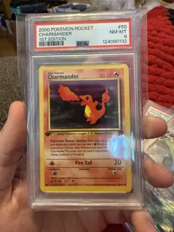 2000 Pokemon Rocket 1st Edition #50 Charmander PSA 8 NM-MT - Image 1