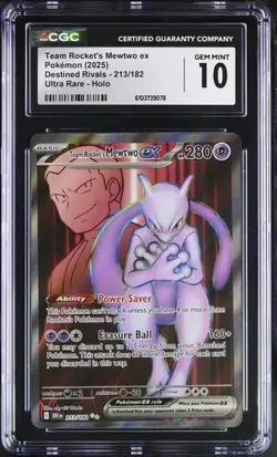 Team Rocket's Mewtwo EX *CGC 10* Ultra Rare *Destined Rivals* #213 *2025*Pokemon - Image 1