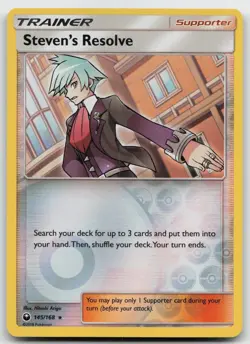 Pokemon tcg SM - Celestial Storm #145/168 Steven's Resolve RH Lightly played - Image 1