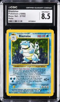1999 POKEMON BASE SET UNLIMITED HOLO #2 BLASTOISE CGC 8.5 - Image 1
