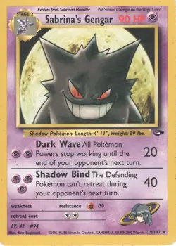 Sabrina's Gengar 29/132 Rare Non-Holo - Gym Challenge 2000 WOTC Pokemon Card MP - Image 1