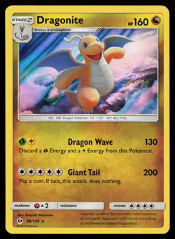Dragonite 96/149 Holo Rare SM Base Set Pokemon Card - Image 1