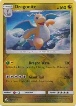 Dragonite 96/149 Reverse Holo Rare SM Base Set Pokemon Card - Image 1