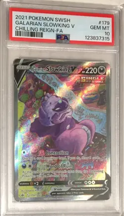 2021 Pokemon Chilling Reign PSA 10 Galarian Slowking V ALTERNATE FULL ART #179 - Image 1