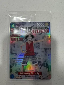 One Piece Monkey D. Luffy US Voyage College Basketball Promo Card -SEALED - Image 1