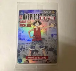 One Piece Monkey D. Luffy US Voyage College Basketball Promo Card Gonzaga SEALED - Image 1