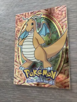 🔵 1999 Topps Pokemon Movie DRAGONITE #149 HOLO Textured FOIL #E12 Black Logo - Image 3