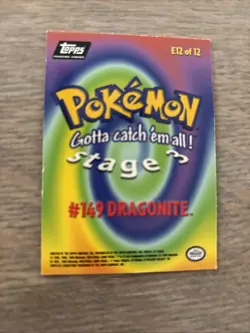 🔵 1999 Topps Pokemon Movie DRAGONITE #149 HOLO Textured FOIL #E12 Black Logo - Image 5