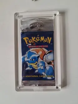1999 Pokemon Base Set Booster Pack Blastoise Art WOTC Sealed Long Stem 21.28g - Image 1