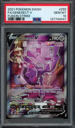 Pokemon Genesect V Full Art 2021 SWSH Fusion Strike #255 PSA 10 Gem Mint - Image 1