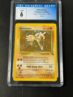 Hitmonlee 1999 Fossil Unlimited 7/62 Holo CGC 6 Pokemon - Image 1