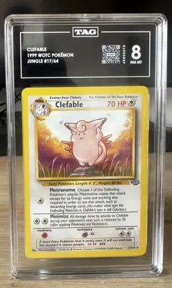 🌟 TAG 8 NM/MT Clefable #17/64 - 1999 Jungle Rare Pokemon - Image 1