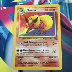 Pokemon TCG Flareon Holo Rare Card 3/64 Jungle - Image 1