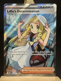 Pokemon TCG Lillie's Determination Trainer Card 169/132 Holo Rare Near Mint - Image 1
