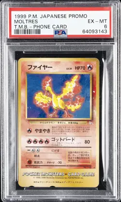 1999 POKEMON JPN PROMO TROPICAL MEGA BATTLE PHONE CARD MOLTRES PSA 6 - Image 1