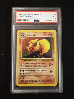 1999 POKEMON JUNGLE #3 FLAREON-HOLO PSA 5 - Image 1