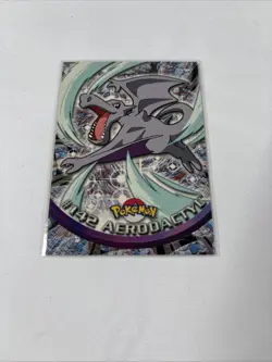 Pokemon AERODACTYL #142 Non-Holo Topps Blue Logo TV Animation Vintage 2000 LP - Image 1