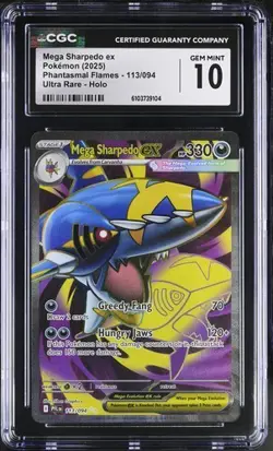 Mega Sharpedo EX *CGC 10* Ultra Rare *Phantasmal Flames* #113 *2025* Pokemon - Image 1