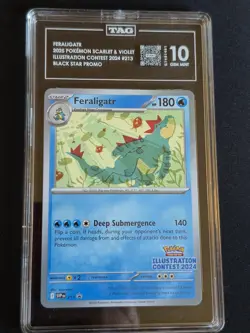 FERALIGATR TAG 10 2025 POKEMON SV#213 ILLUSTRATION CONTEST BLACKSTAR PROMO MINT - Image 1