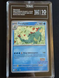 FERALIGATR TAG 10 2025 POKEMON SV#213 ILLUSTRATION CONTEST BLACKSTAR PROMO MINT - Image 1